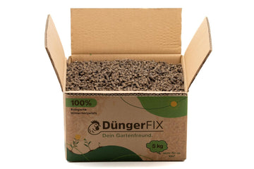 DüngerFIX Grün-Pflanzendünger aus Hühnermist Pellets - Organischer Dünger Rasen, Obst und Gemüse - Universal-Dünger für alle Pflanzen-Arten - Bio Rasendünger tierfreundlich 5kg